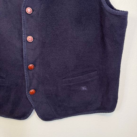 Vintage 90s Burberrys Vest Mens 8 Navy Blue V Neck Sleeveless Button Wool Blend - Picture 8 of 12